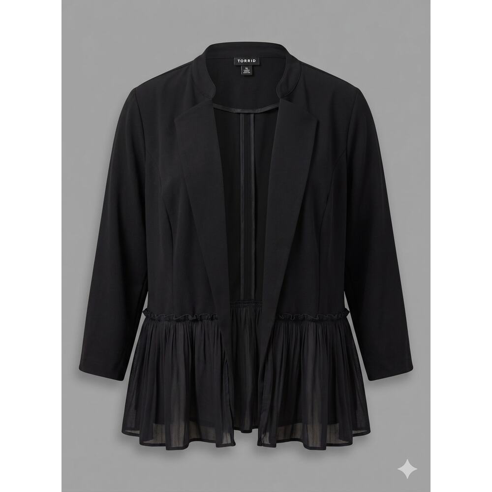 Torrid Womens 6X Corporate Siren Minimalist Goth‎ Peplum Ruffle Blazer Jacket
